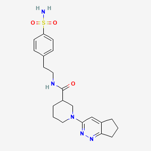 molecular formula C21H27N5O3S B2985009 1-{5H,6H,7H-环戊[c]哒嗪-3-基}-N-[2-(4-磺酰胺基苯基)乙基]哌啶-3-甲酰胺 CAS No. 2097858-55-2