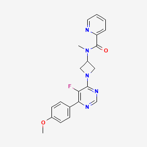molecular formula C21H20FN5O2 B2985021 N-[1-[5-Fluoro-6-(4-methoxyphenyl)pyrimidin-4-yl]azetidin-3-yl]-N-methylpyridine-2-carboxamide CAS No. 2380193-05-3