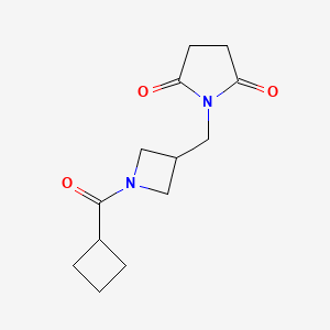 molecular formula C13H18N2O3 B2985025 1-[(1-Cyclobutanecarbonylazetidin-3-yl)methyl]pyrrolidine-2,5-dione CAS No. 2097922-96-6