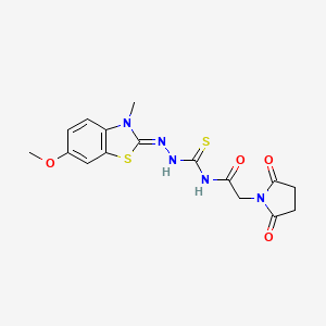 molecular formula C16H17N5O4S2 B2985027 (Z)-2-(2,5-dioxopyrrolidin-1-yl)-N-(2-(6-methoxy-3-methylbenzo[d]thiazol-2(3H)-ylidene)hydrazinecarbonothioyl)acetamide CAS No. 681234-57-1