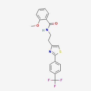 molecular formula C20H17F3N2O2S B2985029 2-methoxy-N-(2-{2-[4-(trifluoromethyl)phenyl]-1,3-thiazol-4-yl}ethyl)benzamide CAS No. 896377-28-9