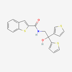 molecular formula C19H15NO2S3 B2985031 N-(2-hydroxy-2-(thiophen-2-yl)-2-(thiophen-3-yl)ethyl)benzo[b]thiophene-2-carboxamide CAS No. 2034620-88-5