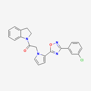 molecular formula C22H17ClN4O2 B2985033 2-{2-[3-(3-chlorophenyl)-1,2,4-oxadiazol-5-yl]-1H-pyrrol-1-yl}-1-(2,3-dihydro-1H-indol-1-yl)ethanone CAS No. 1260945-12-7