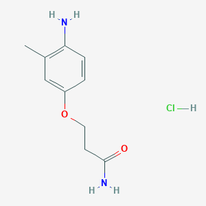 molecular formula C10H15ClN2O2 B2985035 3-(4-Amino-3-methylphenoxy)propanamide hydrochloride CAS No. 1258650-76-8