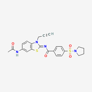 molecular formula C23H22N4O4S2 B2985040 (Z)-N-(6-乙酰氨基-3-(丙-2-炔基)苯并[d]噻唑-2(3H)-基亚)-4-(吡咯烷-1-基磺酰)苯甲酰胺 CAS No. 865182-86-1