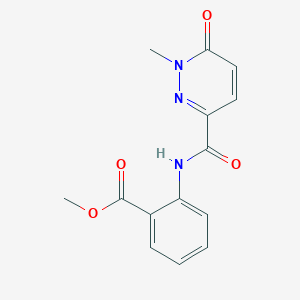 molecular formula C14H13N3O4 B2985044 Methyl 2-(1-methyl-6-oxo-1,6-dihydropyridazine-3-carboxamido)benzoate CAS No. 930405-36-0