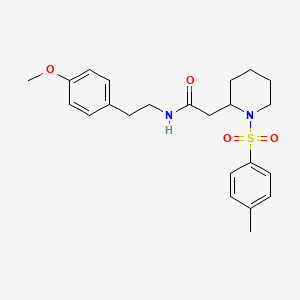molecular formula C23H30N2O4S B2985046 N-(4-甲氧基苯乙基)-2-(1-甲苯磺酰哌啶-2-基)乙酰胺 CAS No. 941955-32-4