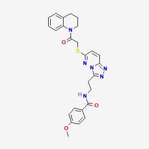 molecular formula C26H26N6O3S B2985058 N-(2-(6-((2-(3,4-dihydroquinolin-1(2H)-yl)-2-oxoethyl)thio)-[1,2,4]triazolo[4,3-b]pyridazin-3-yl)ethyl)-4-methoxybenzamide CAS No. 872995-48-7