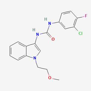 molecular formula C18H17ClFN3O2 B2985059 1-(3-氯-4-氟苯基)-3-(1-(2-甲氧基乙基)-1H-吲哚-3-基)脲 CAS No. 922874-81-5