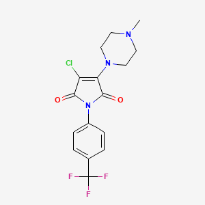 molecular formula C16H15ClF3N3O2 B2985069 3-Chloro-4-(4-methylpiperazin-1-yl)-1-[4-(trifluoromethyl)phenyl]pyrrole-2,5-dione CAS No. 958729-36-7
