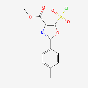 molecular formula C12H10ClNO5S B2985088 Methyl 5-(chlorosulfonyl)-2-(4-methylphenyl)-1,3-oxazole-4-carboxylate CAS No. 1629628-57-4