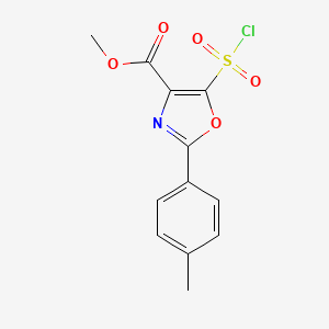 molecular formula C12H10ClNO5S B2985088 5-(氯磺酰基)-2-(4-甲苯基)-1,3-恶唑-4-甲酸甲酯 CAS No. 1629628-57-4