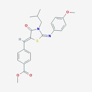 molecular formula C23H24N2O4S B298509 Methyl 4-({3-isobutyl-2-[(4-methoxyphenyl)imino]-4-oxo-1,3-thiazolidin-5-ylidene}methyl)benzoate 