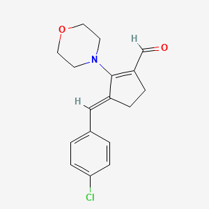 B2985099 (3E)-3-[(4-chlorophenyl)methylidene]-2-(morpholin-4-yl)cyclopent-1-ene-1-carbaldehyde CAS No. 327106-84-3