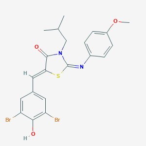 molecular formula C21H20Br2N2O3S B298510 5-(3,5-Dibromo-4-hydroxybenzylidene)-3-isobutyl-2-[(4-methoxyphenyl)imino]-1,3-thiazolidin-4-one 