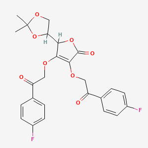 molecular formula C25H22F2O8 B2985105 5-(2,2-二甲基-1,3-二氧戊环-4-基)-3,4-双[2-(4-氟苯基)-2-氧代乙氧基]-2(5H)-呋喃酮 CAS No. 866151-25-9