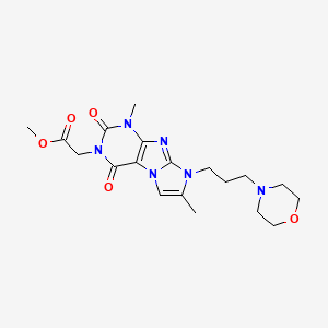 molecular formula C19H26N6O5 B2985106 methyl 2-(1,7-dimethyl-8-(3-morpholinopropyl)-2,4-dioxo-1H-imidazo[2,1-f]purin-3(2H,4H,8H)-yl)acetate CAS No. 938842-09-2