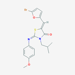 molecular formula C19H19BrN2O3S B298511 5-[(5-Bromo-2-furyl)methylene]-3-isobutyl-2-[(4-methoxyphenyl)imino]-1,3-thiazolidin-4-one 