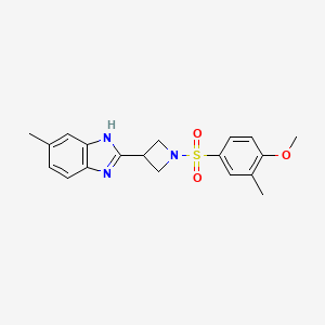 molecular formula C19H21N3O3S B2985112 2-(1-((4-methoxy-3-methylphenyl)sulfonyl)azetidin-3-yl)-5-methyl-1H-benzo[d]imidazole CAS No. 1396800-12-6