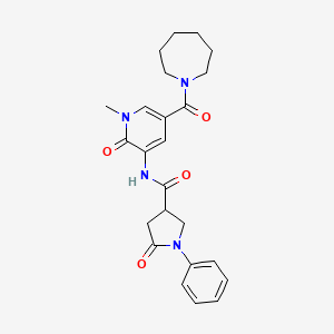 N-(5-(azepane-1-carbonyl)-1-methyl-2-oxo-1,2-dihydropyridin-3-yl)-5-oxo-1-phenylpyrrolidine-3-carboxamide