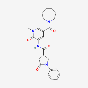 molecular formula C24H28N4O4 B2985114 N-(5-(azepane-1-carbonyl)-1-methyl-2-oxo-1,2-dihydropyridin-3-yl)-5-oxo-1-phenylpyrrolidine-3-carboxamide CAS No. 1203027-05-7