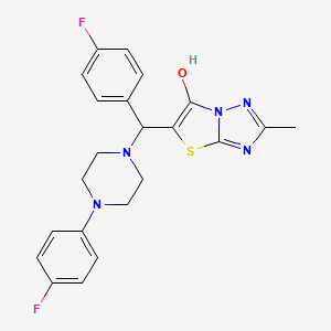 molecular formula C22H21F2N5OS B2985117 5-((4-Fluorophenyl)(4-(4-fluorophenyl)piperazin-1-yl)methyl)-2-methylthiazolo[3,2-b][1,2,4]triazol-6-ol CAS No. 851810-83-8