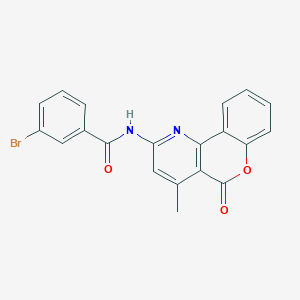 molecular formula C20H13BrN2O3 B2985123 3-溴-N-(4-甲基-5-氧代色满[4,3-b]吡啶-2-基)苯甲酰胺 CAS No. 851411-32-0