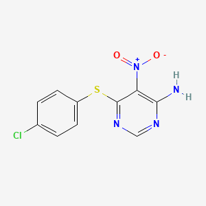 molecular formula C10H7ClN4O2S B2985127 6-(4-Chlorophenyl)sulfanyl-5-nitropyrimidin-4-amine CAS No. 681271-76-1
