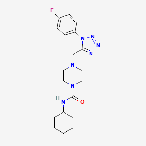 molecular formula C19H26FN7O B2985134 N-环己基-4-((1-(4-氟苯基)-1H-四唑-5-基)甲基)哌嗪-1-甲酰胺 CAS No. 1049444-29-2