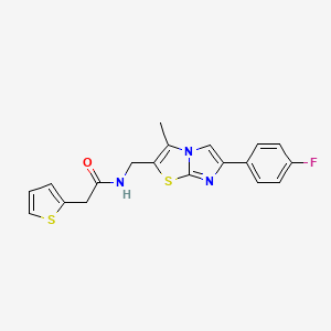molecular formula C19H16FN3OS2 B2985137 N-((6-(4-氟苯基)-3-甲基咪唑并[2,1-b]噻唑-2-基)甲基)-2-(噻吩-2-基)乙酰胺 CAS No. 1421454-29-6