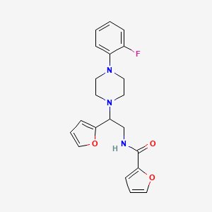 molecular formula C21H22FN3O3 B2985142 N-(2-(4-(2-氟苯基)哌嗪-1-基)-2-(呋喃-2-基)乙基)呋喃-2-甲酰胺 CAS No. 877633-37-9