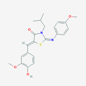 molecular formula C22H24N2O4S B298515 5-(4-Hydroxy-3-methoxybenzylidene)-3-isobutyl-2-[(4-methoxyphenyl)imino]-1,3-thiazolidin-4-one 