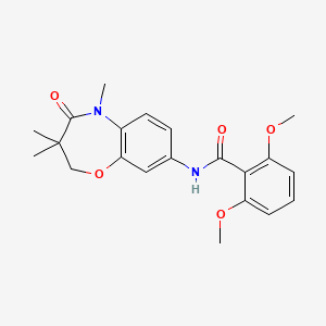 molecular formula C21H24N2O5 B2985151 2,6-二甲氧基-N-(3,3,5-三甲基-4-氧代-2,3,4,5-四氢苯并[b][1,4]噁唑-8-基)苯甲酰胺 CAS No. 921518-43-6