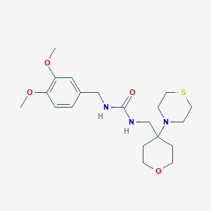 molecular formula C20H31N3O4S B2985155 1-[(3,4-Dimethoxyphenyl)methyl]-3-[(4-thiomorpholin-4-yloxan-4-yl)methyl]urea CAS No. 2415491-40-4