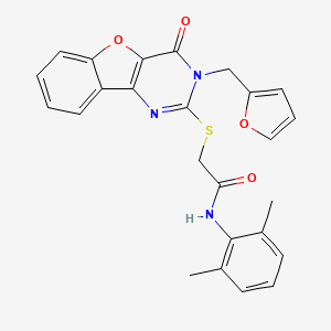 molecular formula C25H21N3O4S B2985159 N-(2,6-dimethylphenyl)-2-{[3-(2-furylmethyl)-4-oxo-3,4-dihydro[1]benzofuro[3,2-d]pyrimidin-2-yl]thio}acetamide CAS No. 902904-37-4