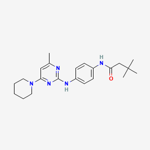 molecular formula C22H31N5O B2985172 3,3-dimethyl-N-{4-[(4-methyl-6-piperidin-1-ylpyrimidin-2-yl)amino]phenyl}butanamide CAS No. 923245-37-8