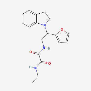 molecular formula C18H21N3O3 B2985175 N1-ethyl-N2-(2-(furan-2-yl)-2-(indolin-1-yl)ethyl)oxalamide CAS No. 898432-95-6