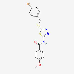 molecular formula C17H14BrN3O2S2 B2985178 N-(5-((4-bromobenzyl)thio)-1,3,4-thiadiazol-2-yl)-4-methoxybenzamide CAS No. 392302-84-0