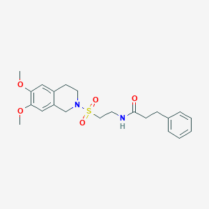molecular formula C22H28N2O5S B2985187 N-(2-((6,7-dimethoxy-3,4-dihydroisoquinolin-2(1H)-yl)sulfonyl)ethyl)-3-phenylpropanamide CAS No. 922120-86-3