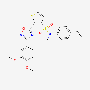 molecular formula C24H25N3O5S2 B2985188 2-[3-(4-ethoxy-3-methoxyphenyl)-1,2,4-oxadiazol-5-yl]-N-(4-ethylphenyl)-N-methylthiophene-3-sulfonamide CAS No. 1105224-30-3