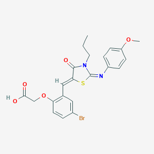 molecular formula C22H21BrN2O5S B298519 [4-Bromo-2-({2-[(4-methoxyphenyl)imino]-4-oxo-3-propyl-1,3-thiazolidin-5-ylidene}methyl)phenoxy]acetic acid 
