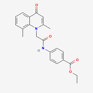B2985219 Ethyl 4-[[2-(2,8-dimethyl-4-oxoquinolin-1-yl)acetyl]amino]benzoate CAS No. 385388-82-9