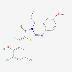 molecular formula C20H18Cl2N2O3S B298522 5-(3,5-Dichloro-2-hydroxybenzylidene)-2-[(4-methoxyphenyl)imino]-3-propyl-1,3-thiazolidin-4-one 