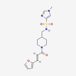 molecular formula C17H22N4O4S B2985224 (E)-N-((1-(3-(呋喃-2-基)丙烯酰)哌啶-4-基)甲基)-1-甲基-1H-咪唑-4-磺酰胺 CAS No. 1428381-86-5