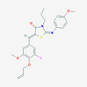 molecular formula C24H25IN2O4S B298523 5-[4-(Allyloxy)-3-iodo-5-methoxybenzylidene]-2-[(4-methoxyphenyl)imino]-3-propyl-1,3-thiazolidin-4-one 