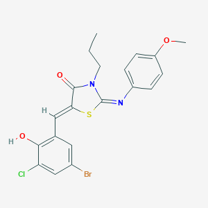 molecular formula C20H18BrClN2O3S B298524 5-(5-Bromo-3-chloro-2-hydroxybenzylidene)-2-[(4-methoxyphenyl)imino]-3-propyl-1,3-thiazolidin-4-one 