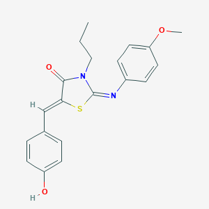 molecular formula C20H20N2O3S B298525 5-(4-Hydroxybenzylidene)-2-[(4-methoxyphenyl)imino]-3-propyl-1,3-thiazolidin-4-one 