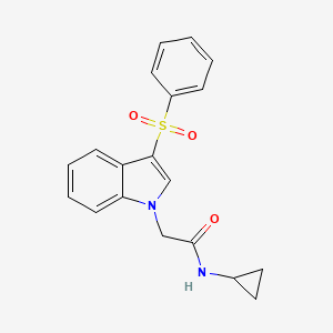 molecular formula C19H18N2O3S B2985252 N-cyclopropyl-2-(3-(phenylsulfonyl)-1H-indol-1-yl)acetamide CAS No. 941878-85-9