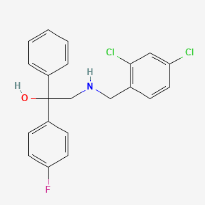 molecular formula C21H18Cl2FNO B2985254 2-[(2,4-Dichlorobenzyl)amino]-1-(4-fluorophenyl)-1-phenyl-1-ethanol CAS No. 338771-51-0