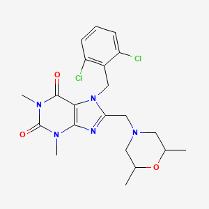 molecular formula C21H25Cl2N5O3 B2985263 7-(2,6-dichlorobenzyl)-8-((2,6-dimethylmorpholino)methyl)-1,3-dimethyl-1H-purine-2,6(3H,7H)-dione CAS No. 868146-65-0